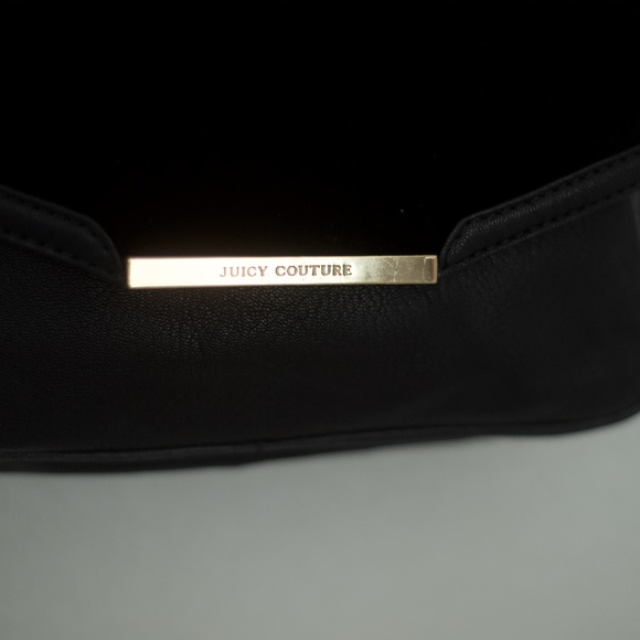 Juicy Couture Black Velour Faux Leather Handbag/Sachet YHRU3270 - Picture 14 of 16